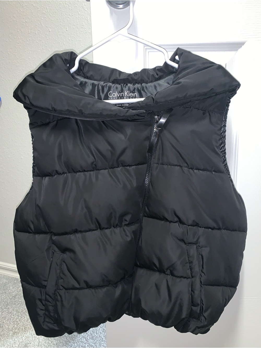 Calvin Klein Black Quilted Puffer Vest with High Neck